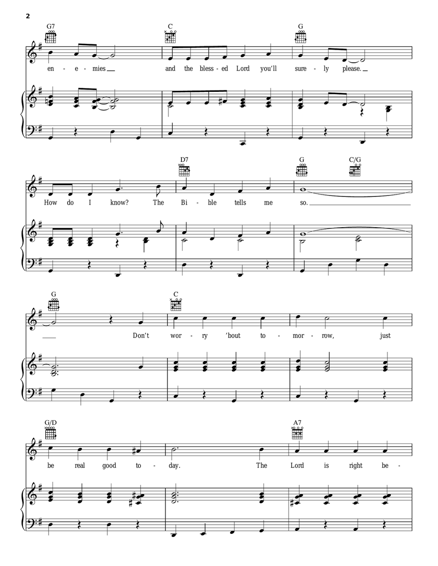 The Bible Tells Me So Piano, Vocal, Guitar scores gallery preview page 2