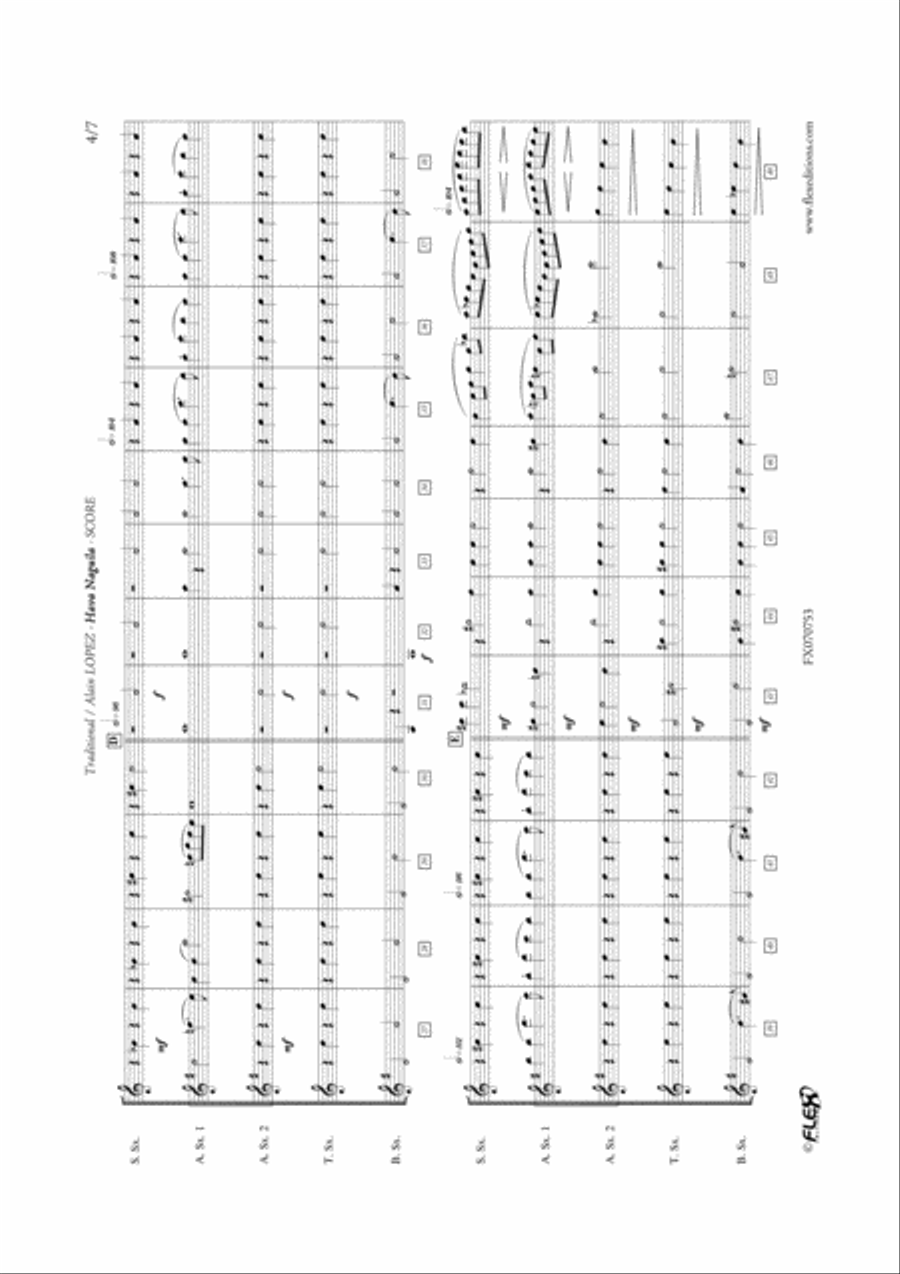 Hava Naguila Saxophone Quintet scores gallery preview page 4
