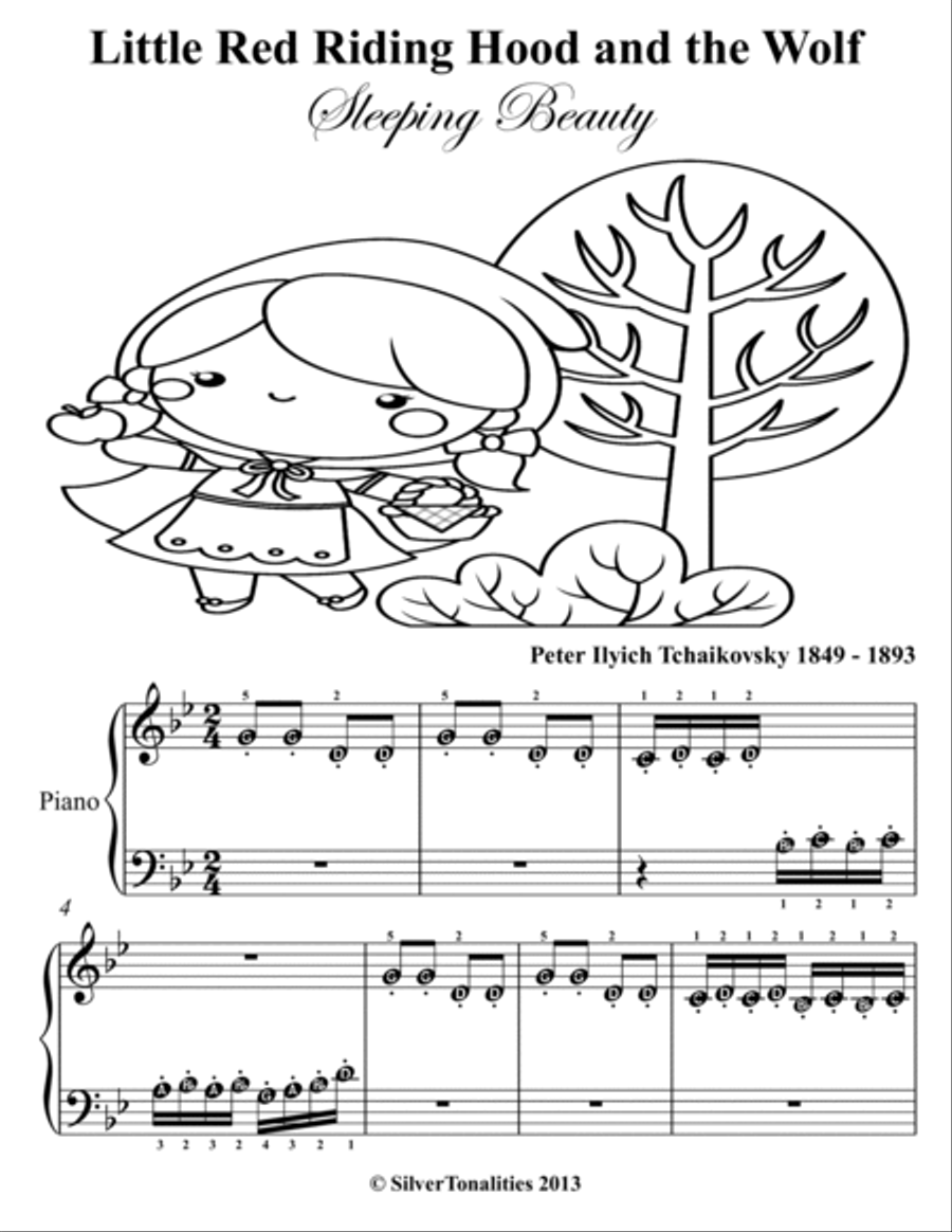 Little Red Riding Hood and the Wolf Beginner Piano Sheet Music Easy Piano scores gallery preview page 2