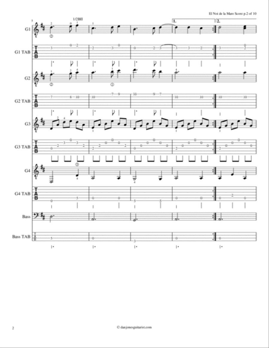 El Noi de la Mare for Four Guitars Guitar Ensemble scores gallery preview page 2