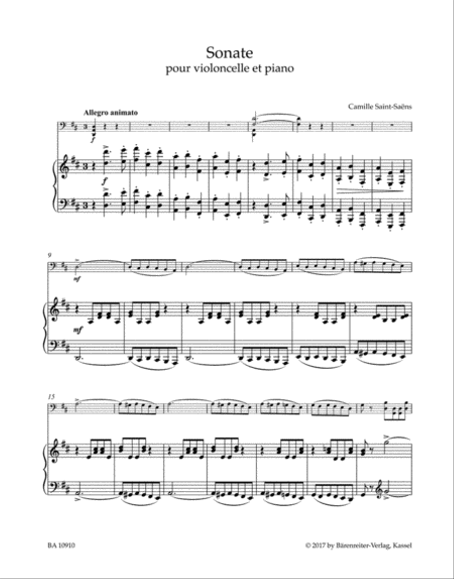 Sonata for Violoncello and Piano in D major, incomplete Piano Accompaniment scores gallery preview page 2