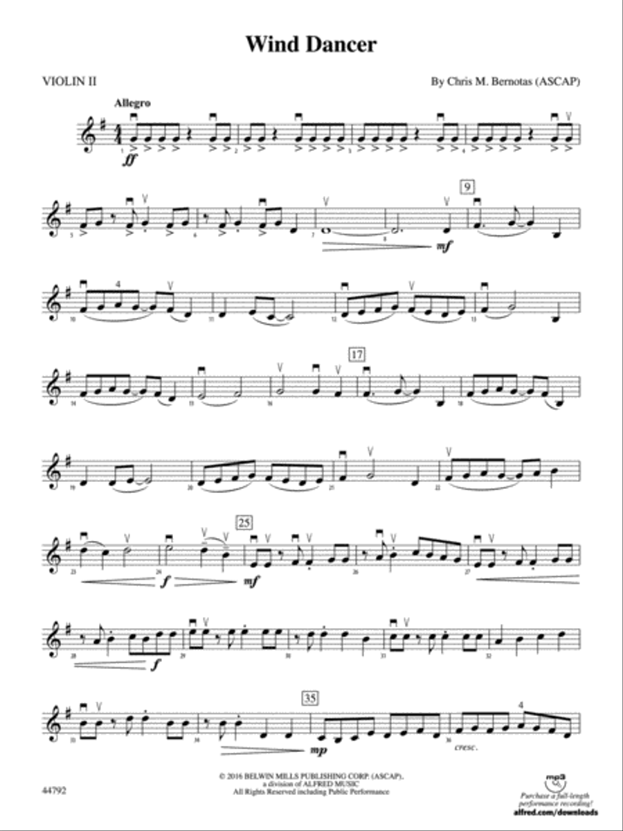Wind Dancer: 2nd Violin String Orchestra scores gallery preview page 1