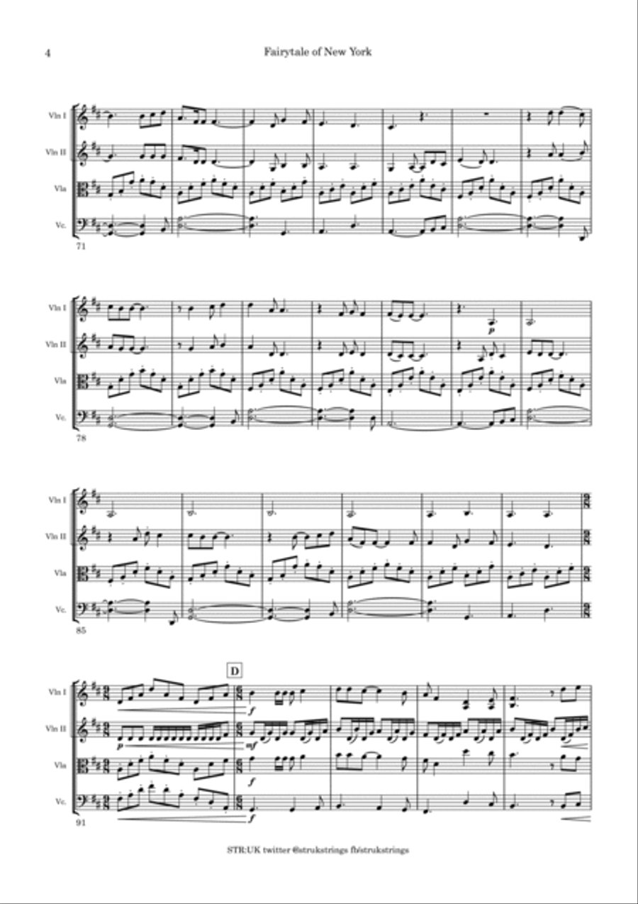 Fairytale Of New York String Quartet scores gallery preview page 5