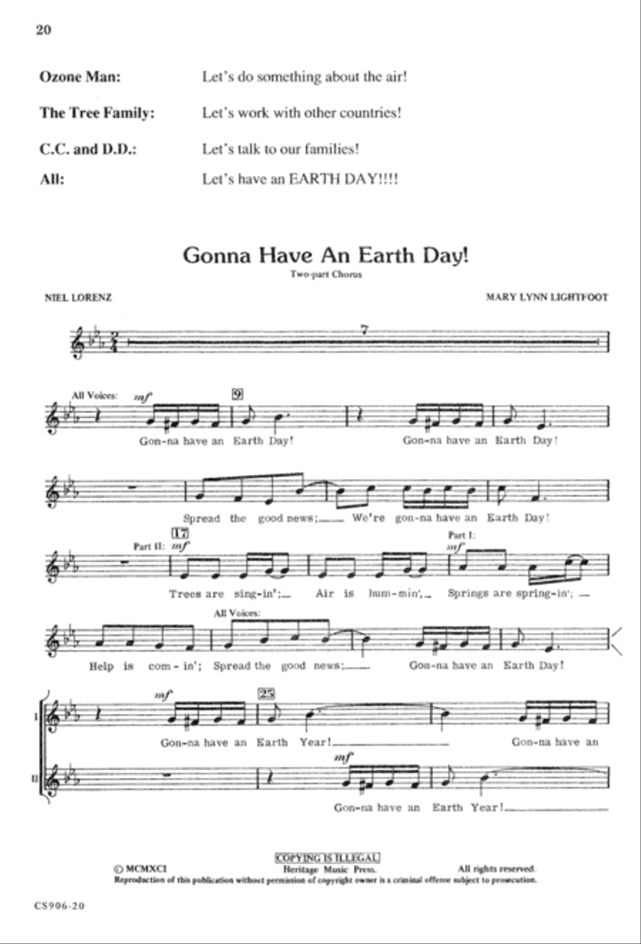 Gonna Have An Earth Day - Singer's Ed Unison Choir scores gallery preview page 22