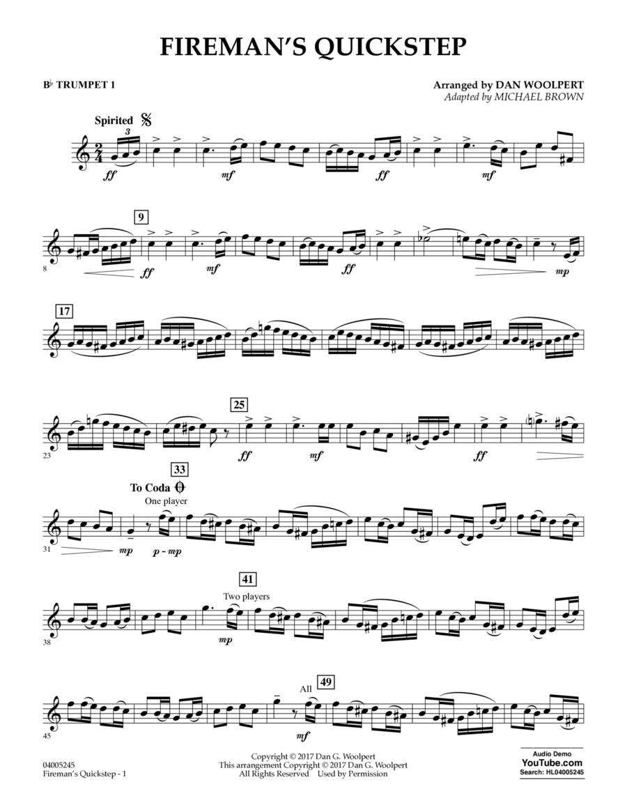 Fireman's Quickstep - Bb Trumpet 1 B-Flat Trumpet scores gallery preview page 1