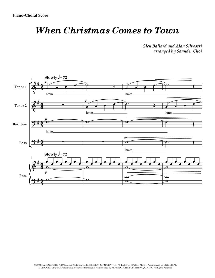 When Christmas Comes To Town TTBB scores gallery preview page 1