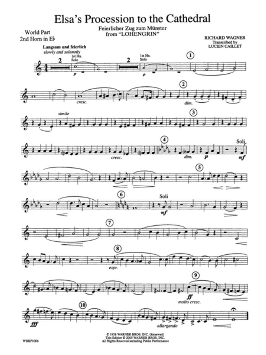 Elsa's Procession to the Cathedral: (World Part) 2nd Horn in E-flat Concert Band scores gallery preview page 1