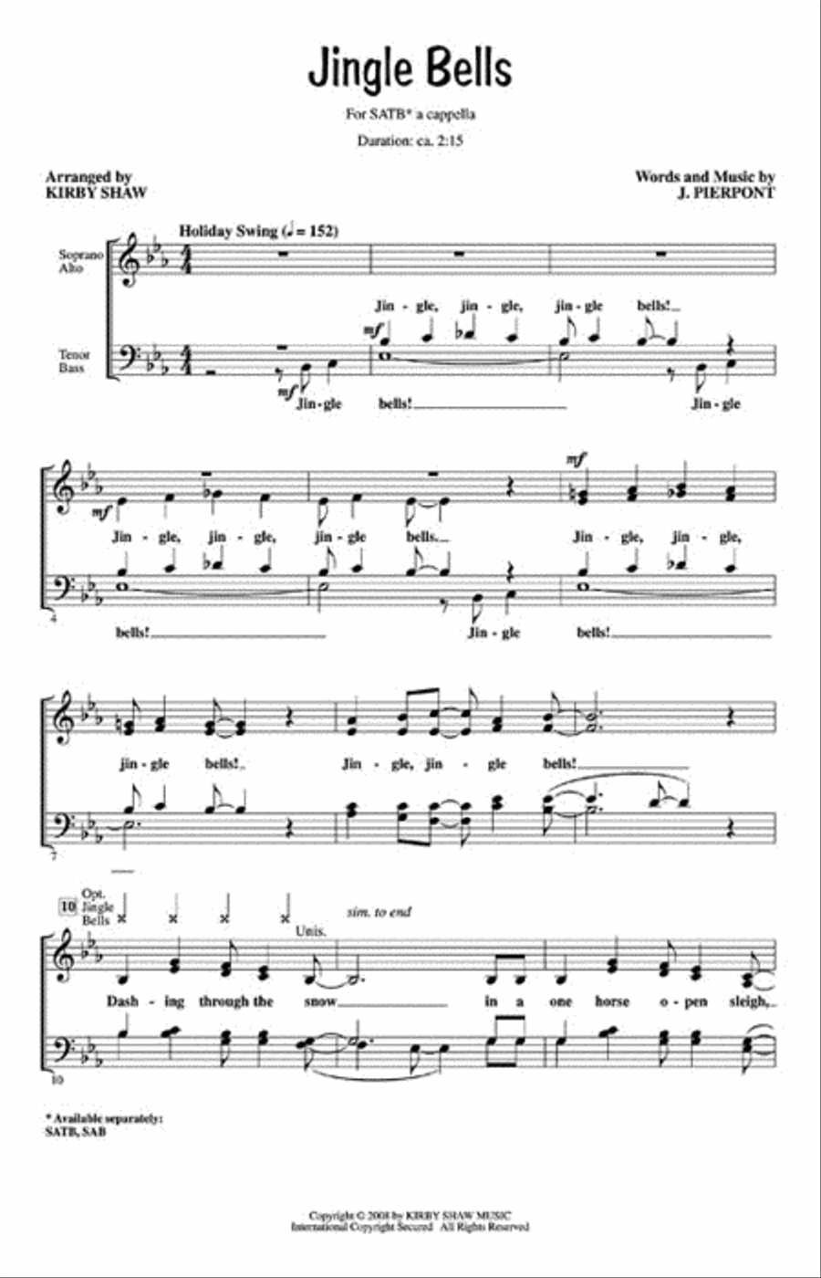 Jingle Bells 4-Part scores gallery preview page 2