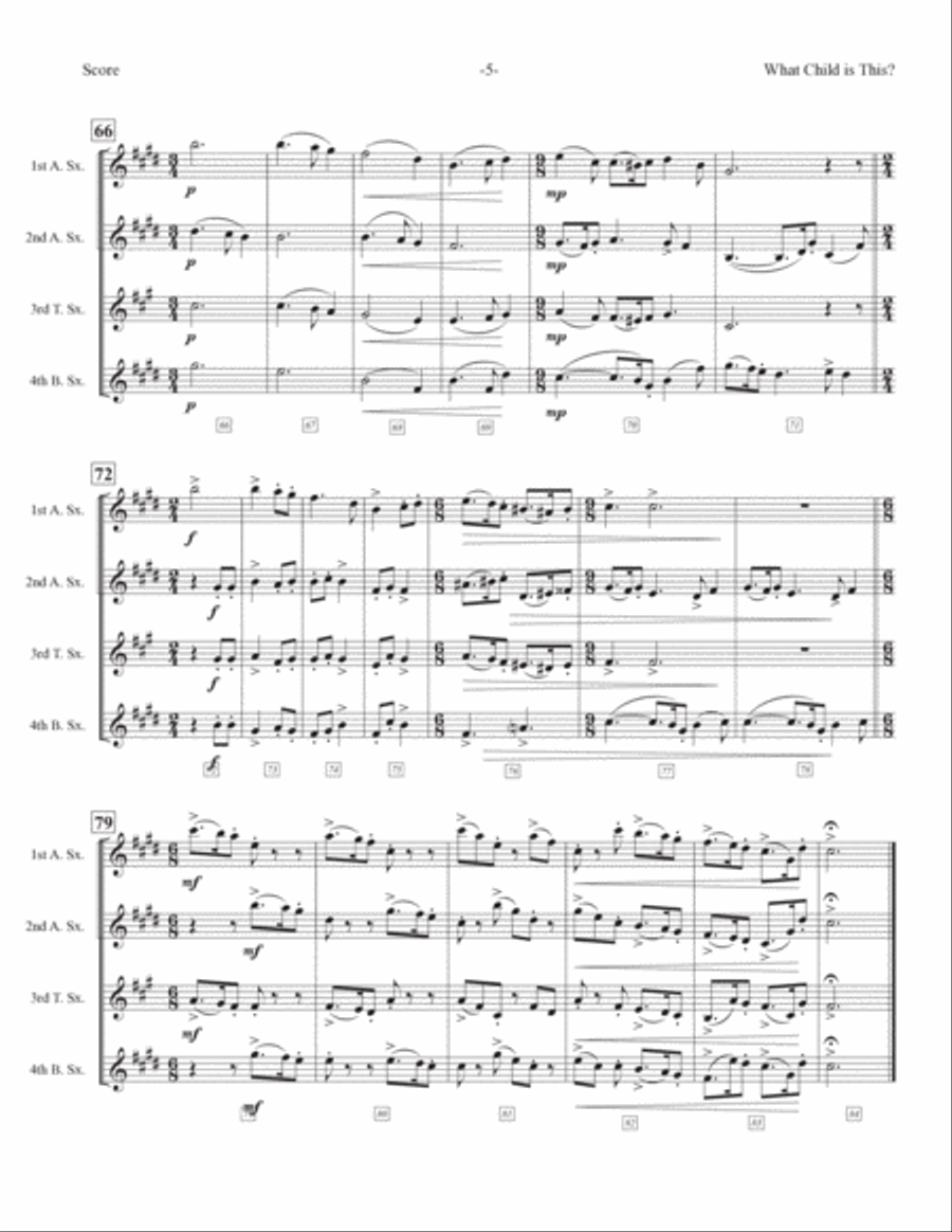 What Child Is This? Woodwind Quartet scores gallery preview page 6