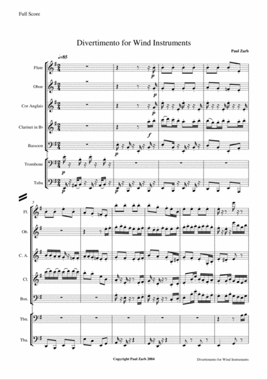 Divertimento for Wind Instruments Small Ensemble scores gallery preview page 2
