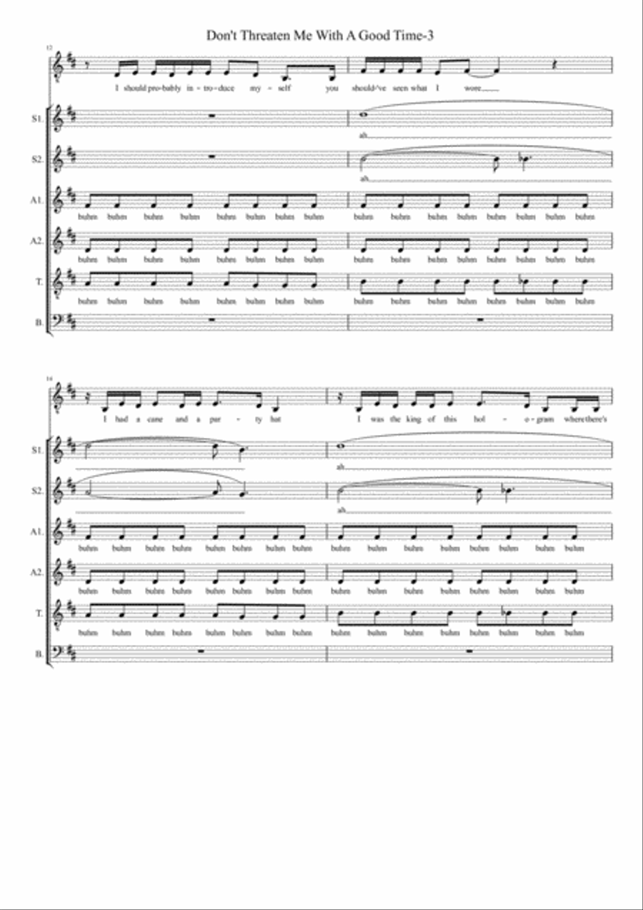 Don't Threaten Me With A Good Time 4-Part scores gallery preview page 3