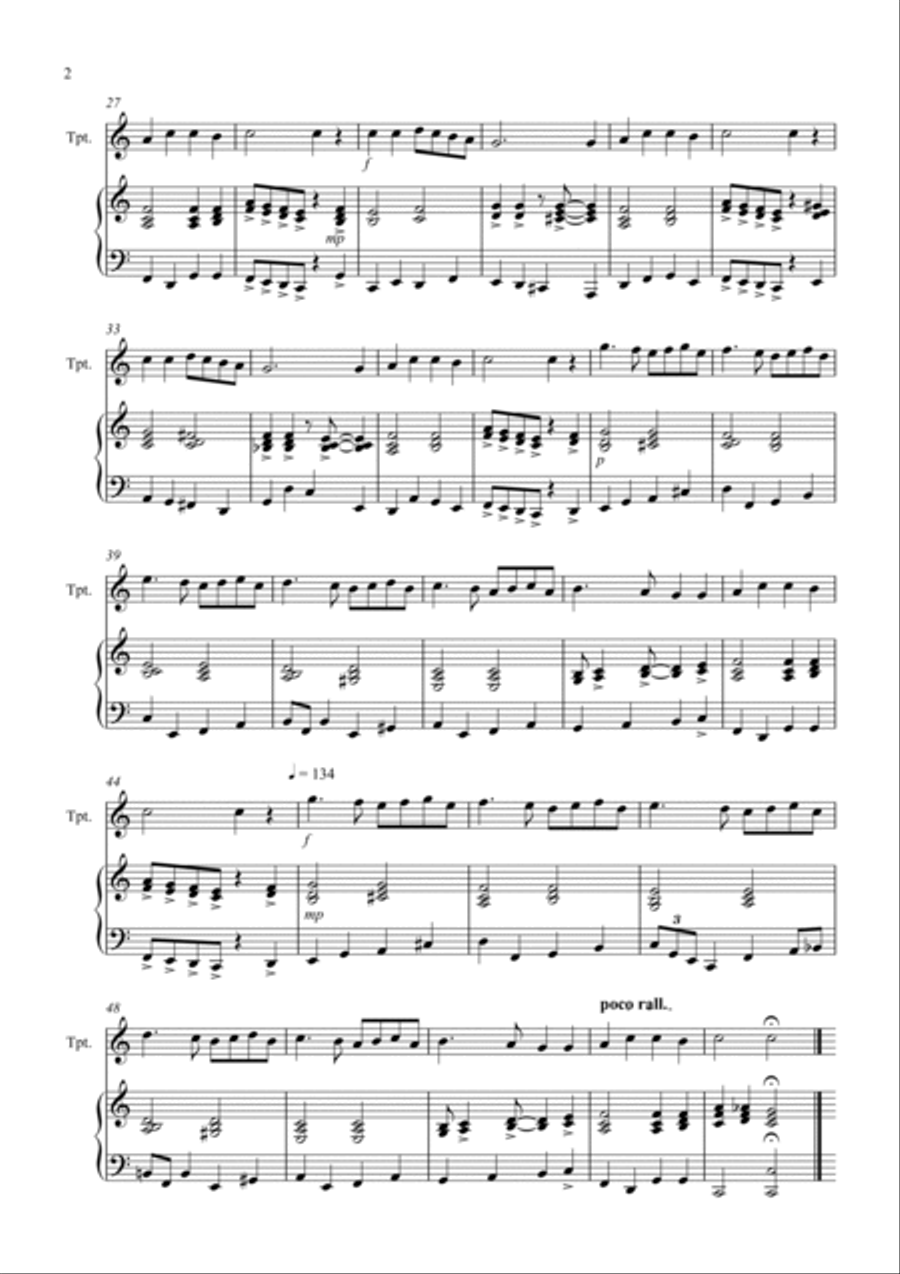 3 Jazzy Christmas Pieces for Trumpet and Piano Trumpet Duet scores gallery preview page 2
