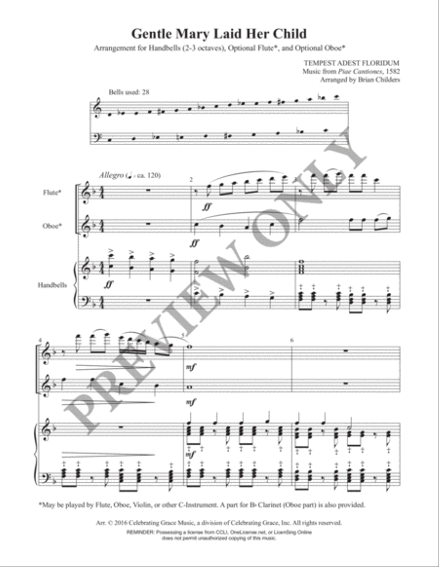 Gentle Mary Laid Her Child Director's Score (Print) Handbell Choir scores gallery preview page 2