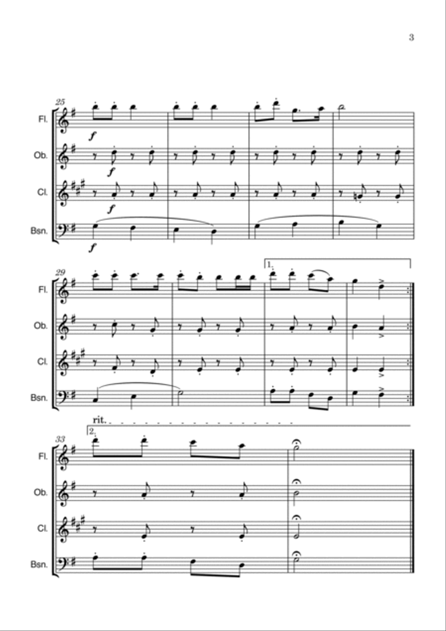 Jingle Bells Woodwind Quartet scores gallery preview page 3