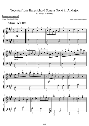 Toccata from Harpsichord Sonata No. 6 in A Major (EASY PIANO) II. Allegro (P 893.06)