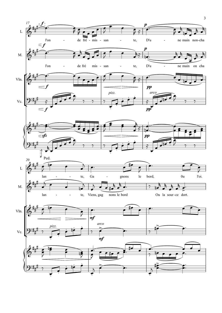 Flower Duet from Lakmé, arranged for 2 voices and piano trio Piano Trio scores gallery preview page 3