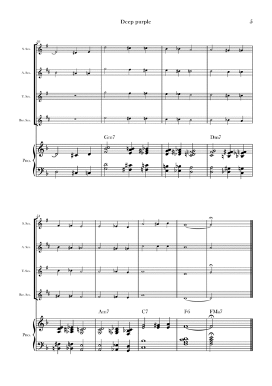Deep Purple Saxophone Quartet scores gallery preview page 5