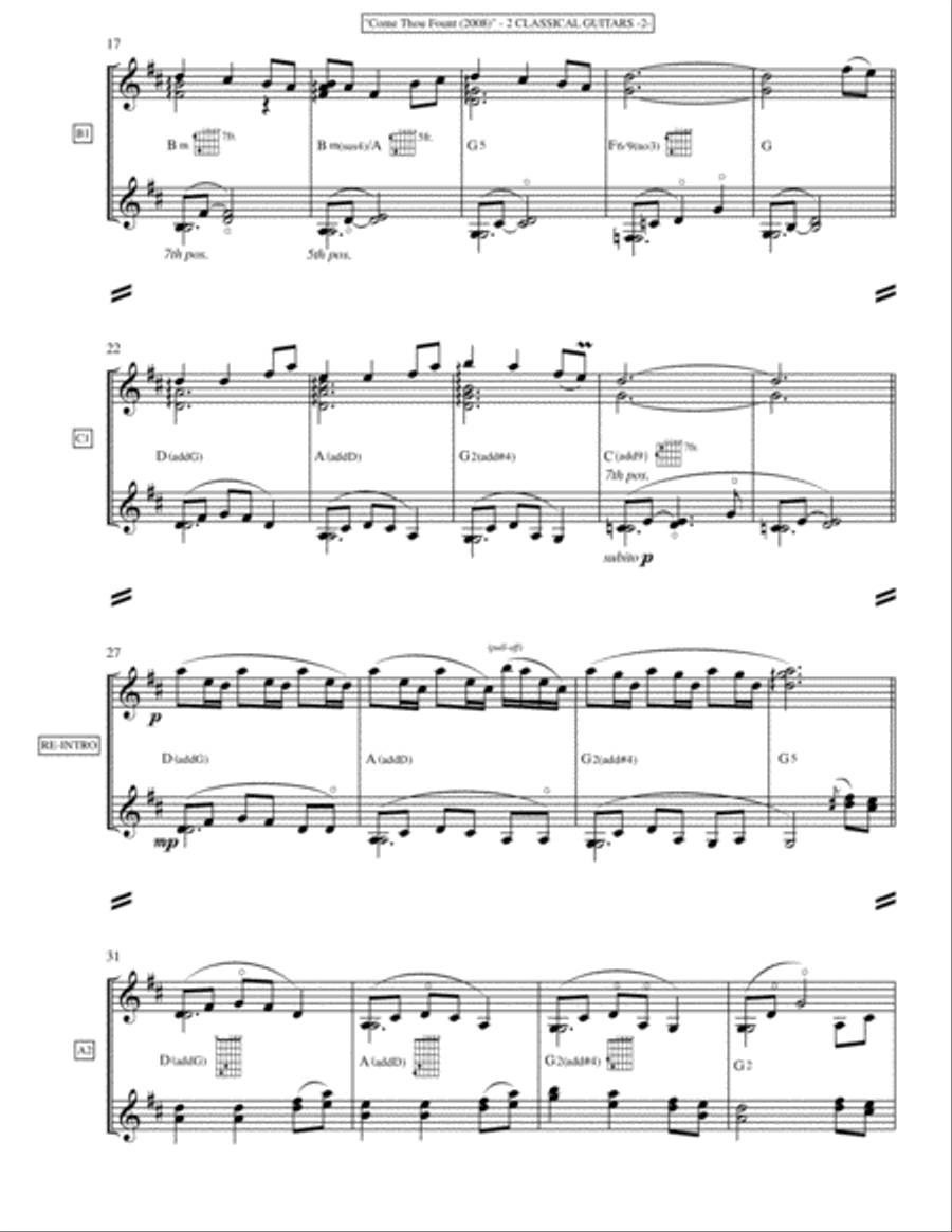 Come Thou Fount (Guitar Duet) Acoustic Guitar scores gallery preview page 2