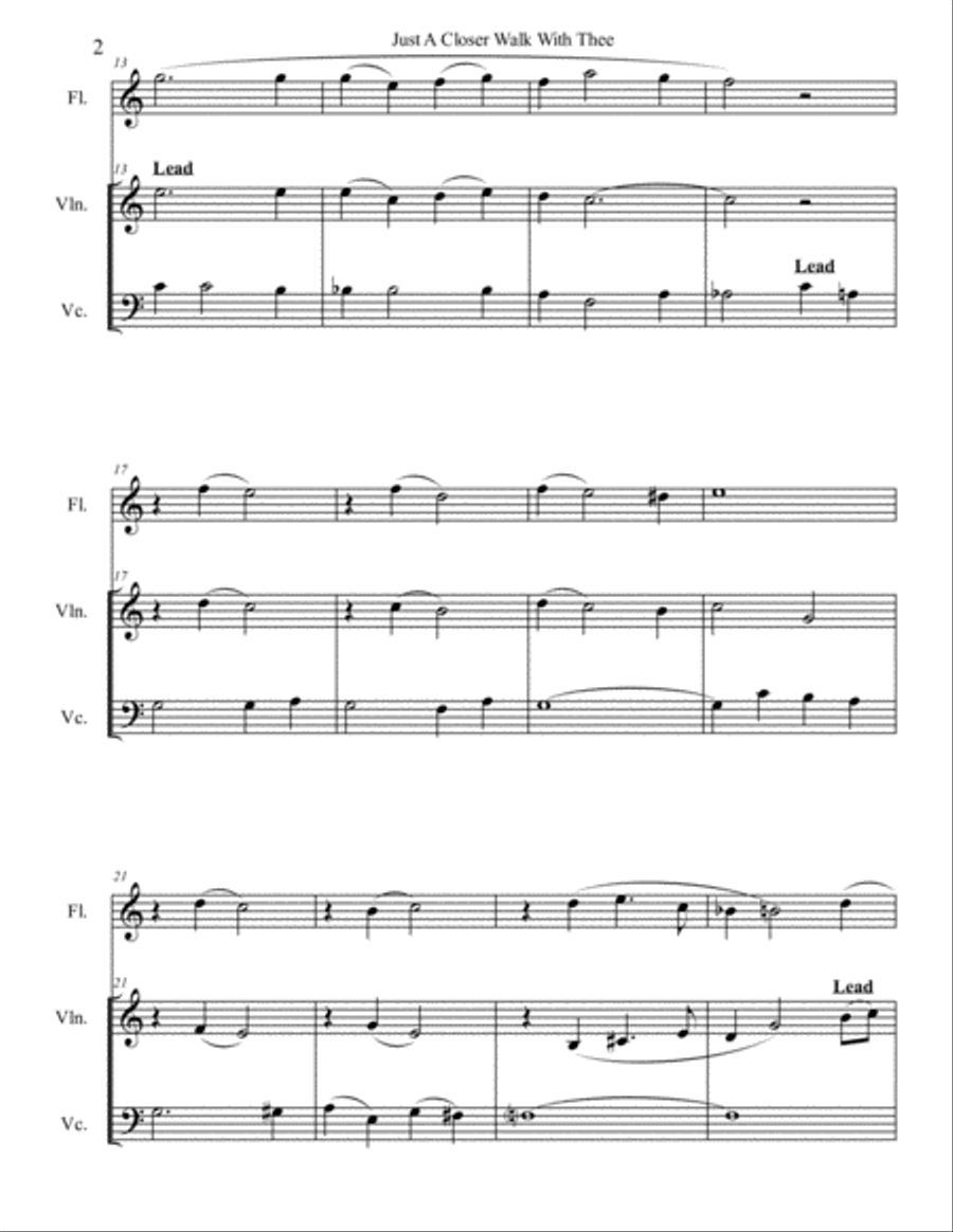 Just A Closer Walk With Thee - Trio (Flute or Clarinet, Violin and Cello) Small Ensemble scores gallery preview page 2