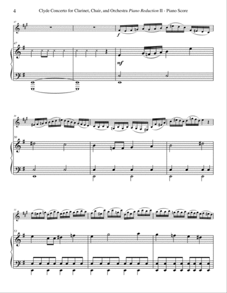 Concerto for Clarinet, Chair, and Orchestra. Piano Reduction. Movement II. Andante. Clarinet Solo scores gallery preview page 6