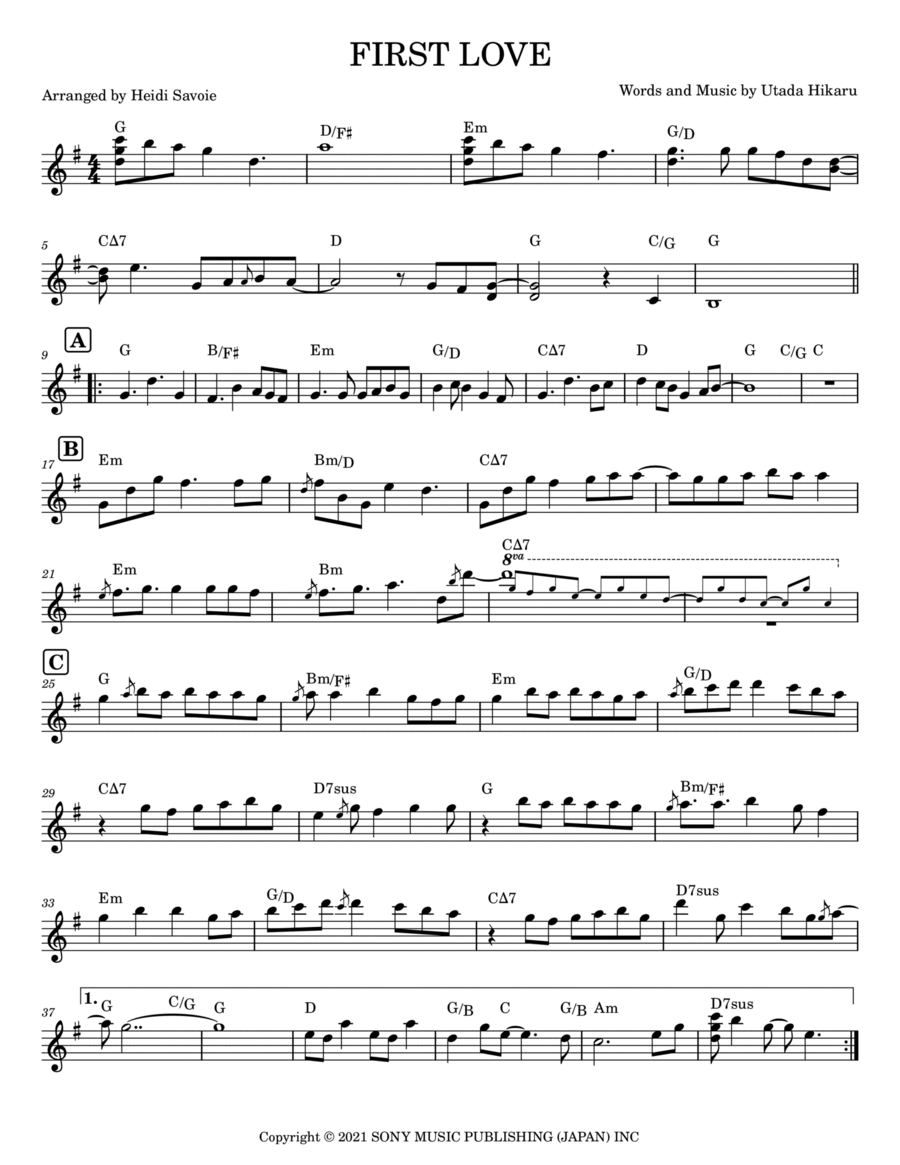 First Love Piano scores gallery preview page 1