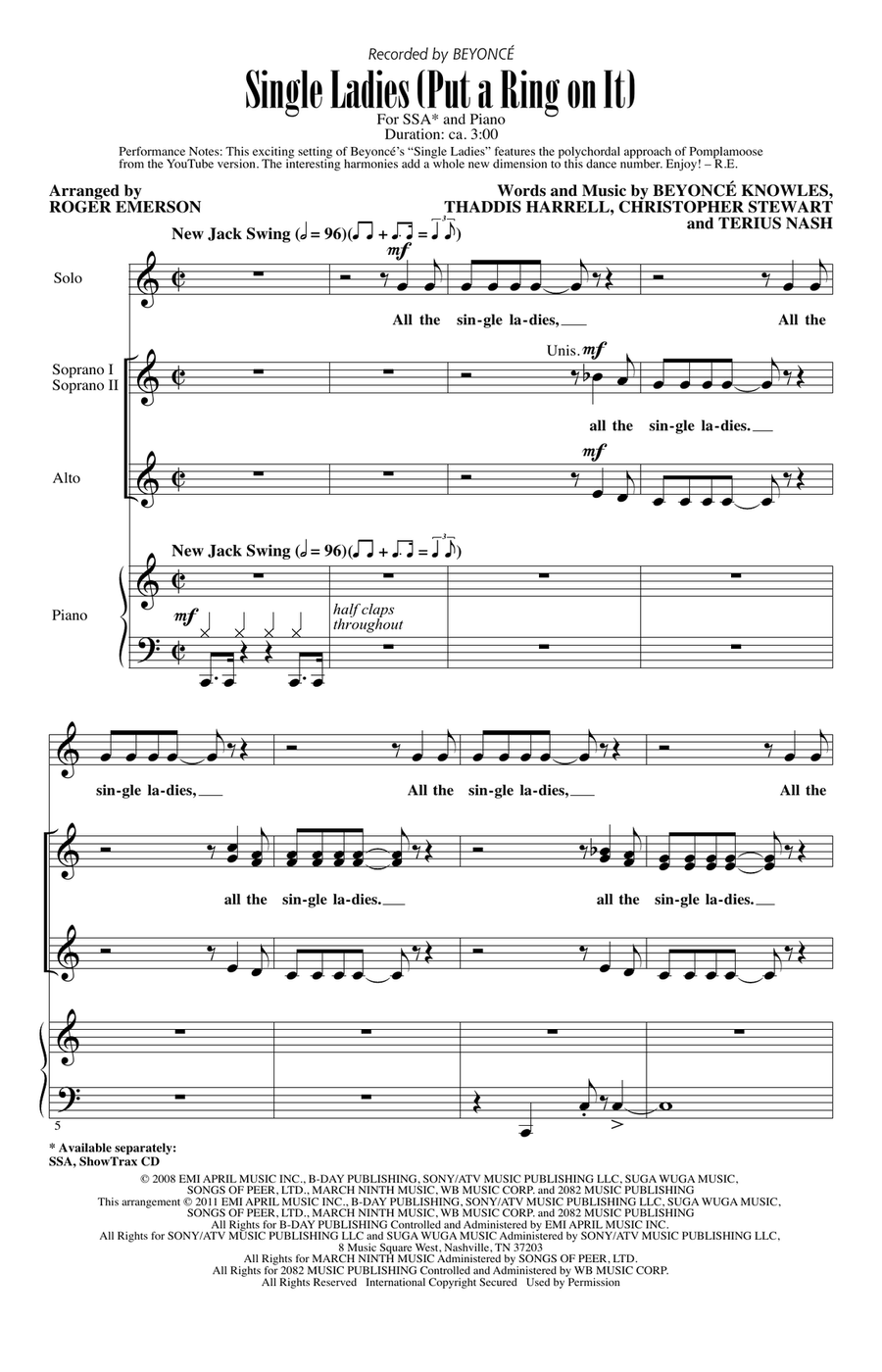 Single Ladies (Put A Ring On It) (arr. Roger Emerson)