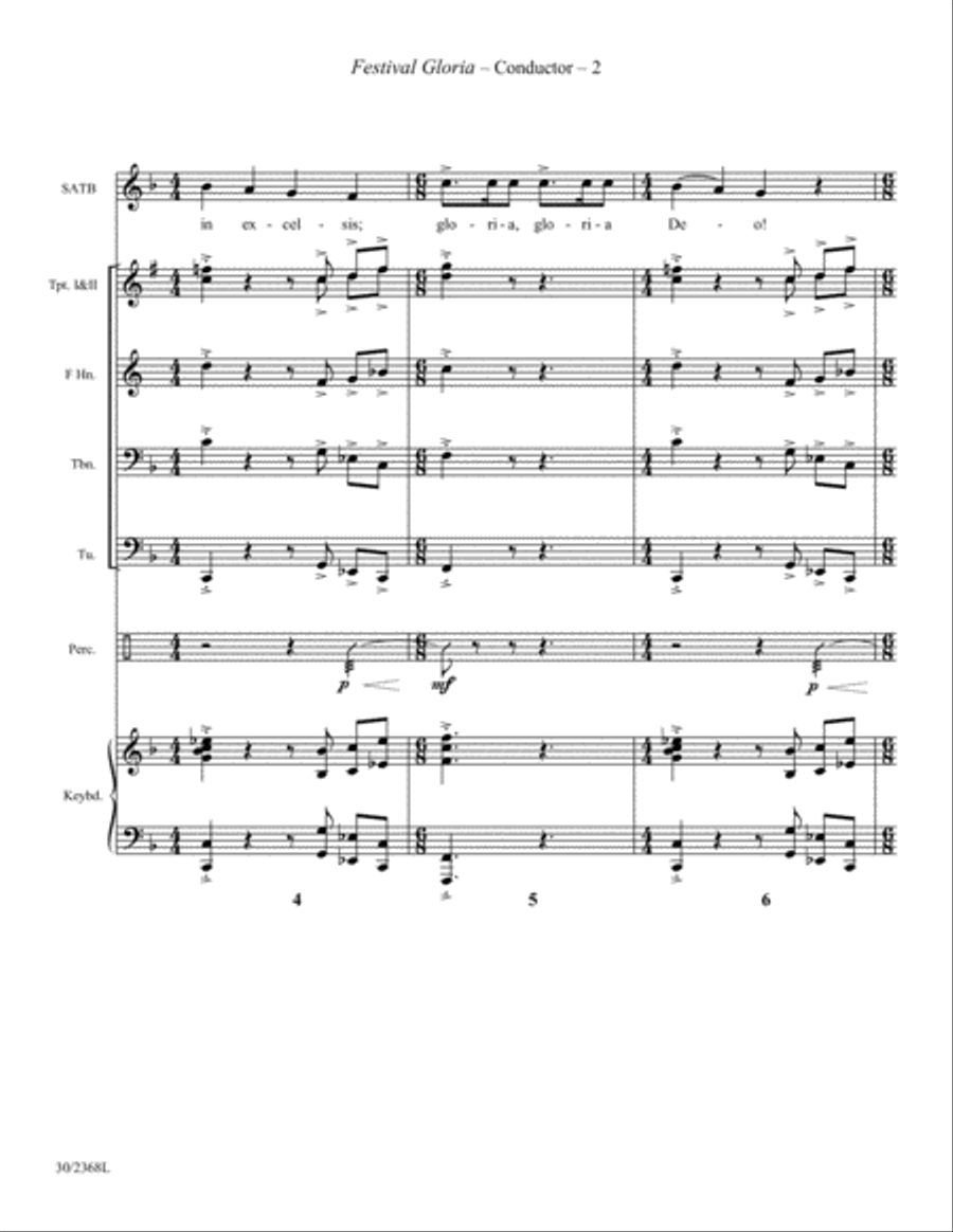 Festival Gloria - Brass and Percussion Score and Parts Horn scores gallery preview page 3
