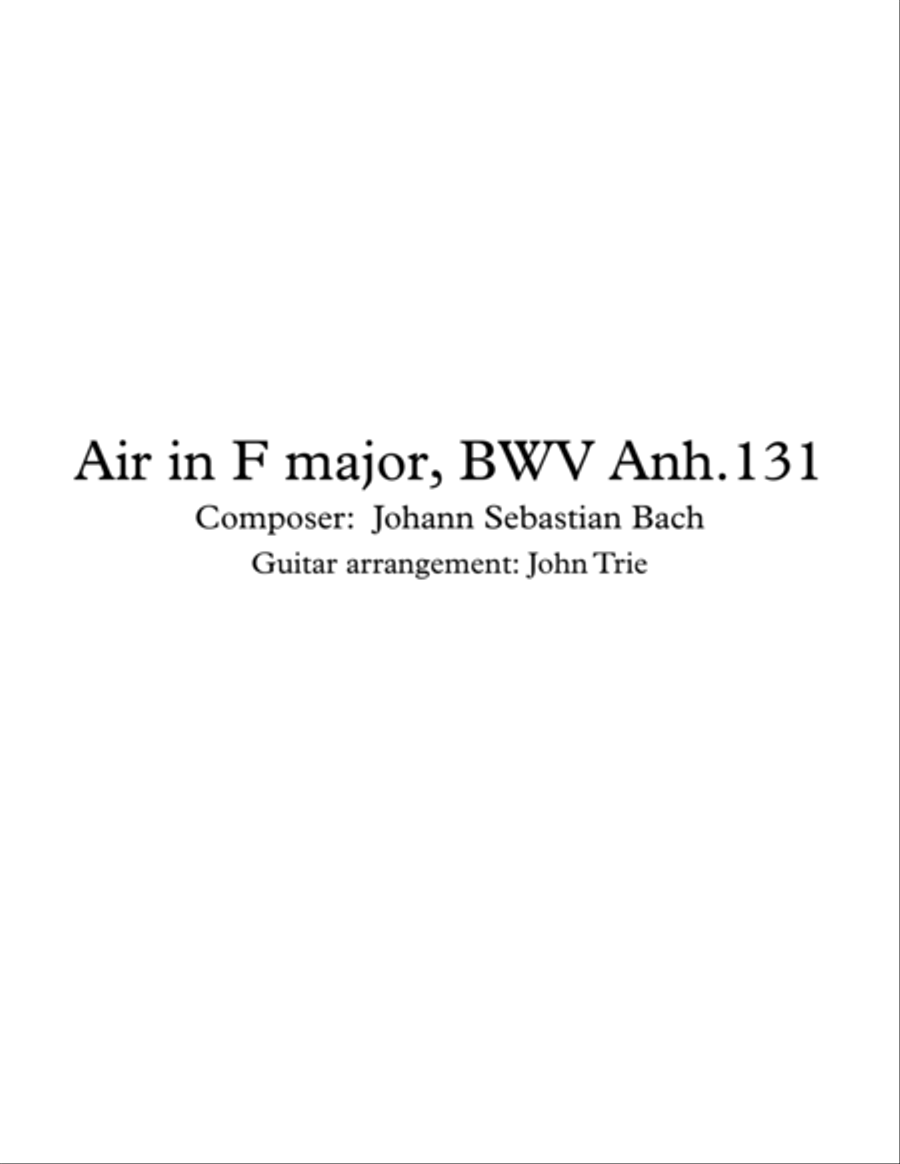 Air in F major, BWV Anh 131 Acoustic Guitar scores gallery preview page 1