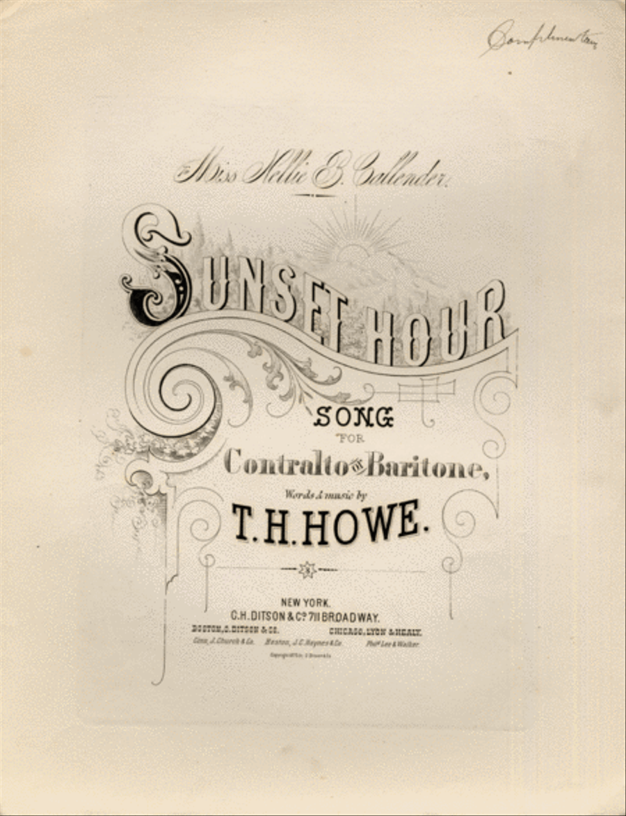 Sunset Hour. Song for Contralto or Baritone Piano scores gallery preview page 1