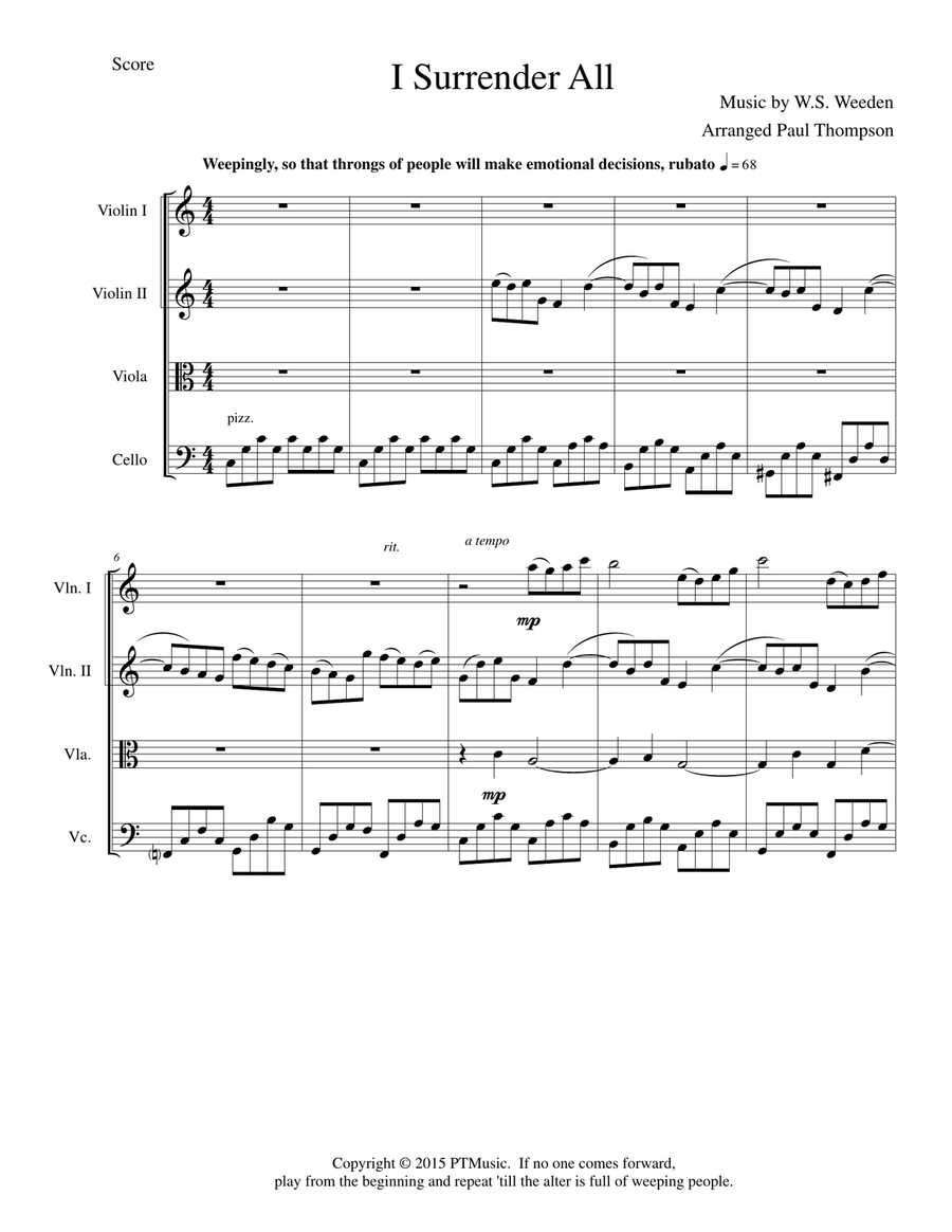 I Surrender All String Quartet scores gallery preview page 1