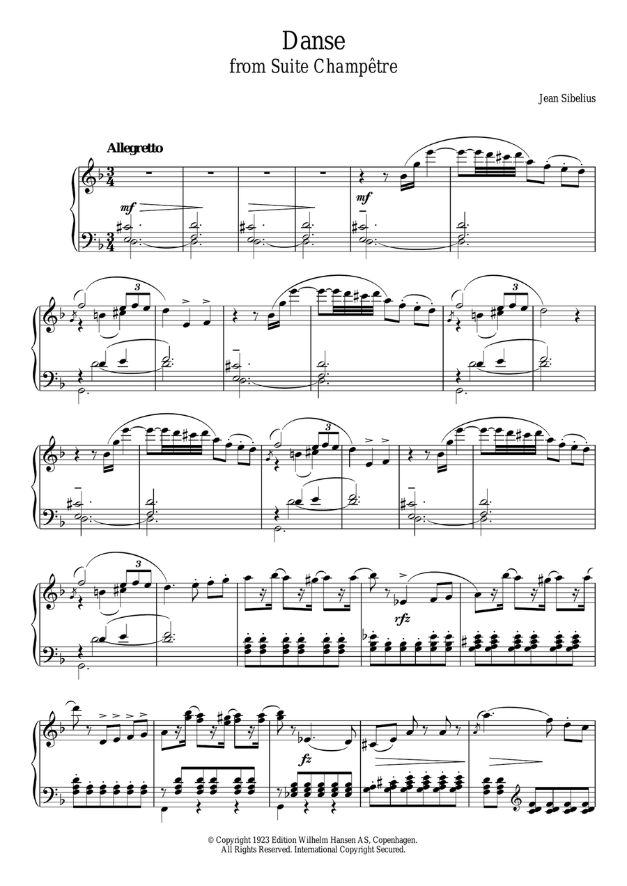 Suite Champetre, Op.98B - III. Danse Piano Solo scores gallery preview page 1