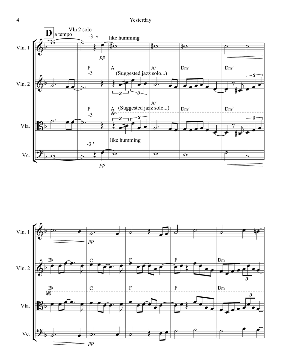 Yesterday String Trio scores gallery preview page 4