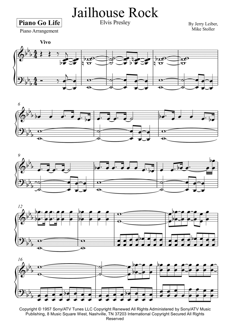 Jailhouse Rock Jailhouse Rock Piano Solo scores gallery preview page 1