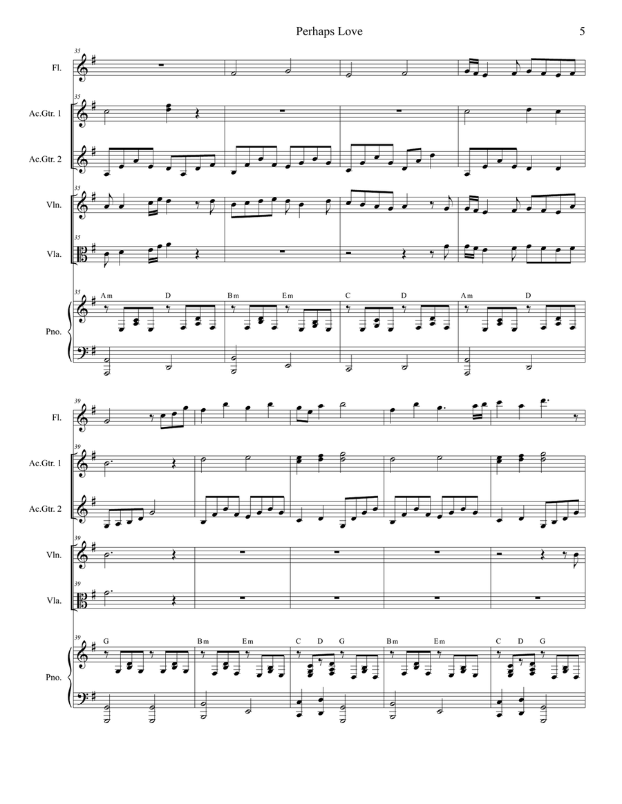 Perhaps Love Perhaps Love String Duet scores gallery preview page 5
