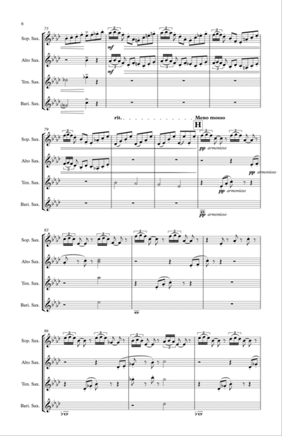 2nd Arabesque from Deux Arabesques Saxophone Quartet scores gallery preview page 6