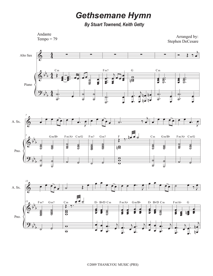 Gethsemane Hymn Alto Saxophone scores gallery preview page 1