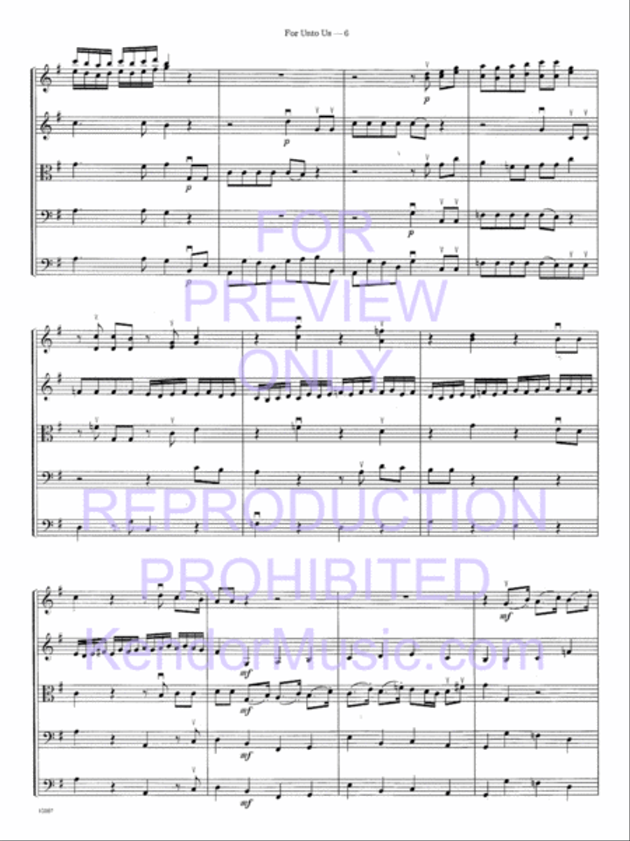 For Unto Us (from Messiah) String Orchestra scores gallery preview page 9