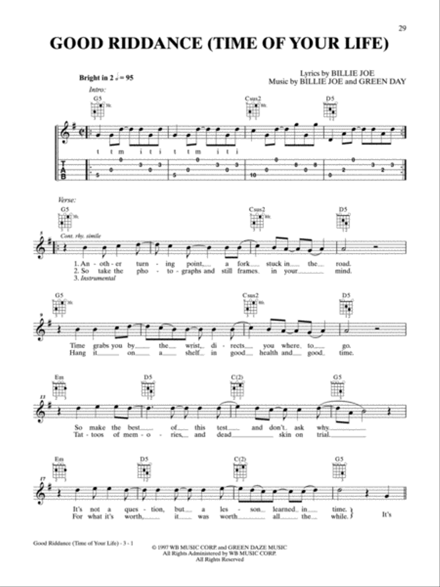 Good Riddance (Time of Your Life) Banjo scores gallery preview page 1