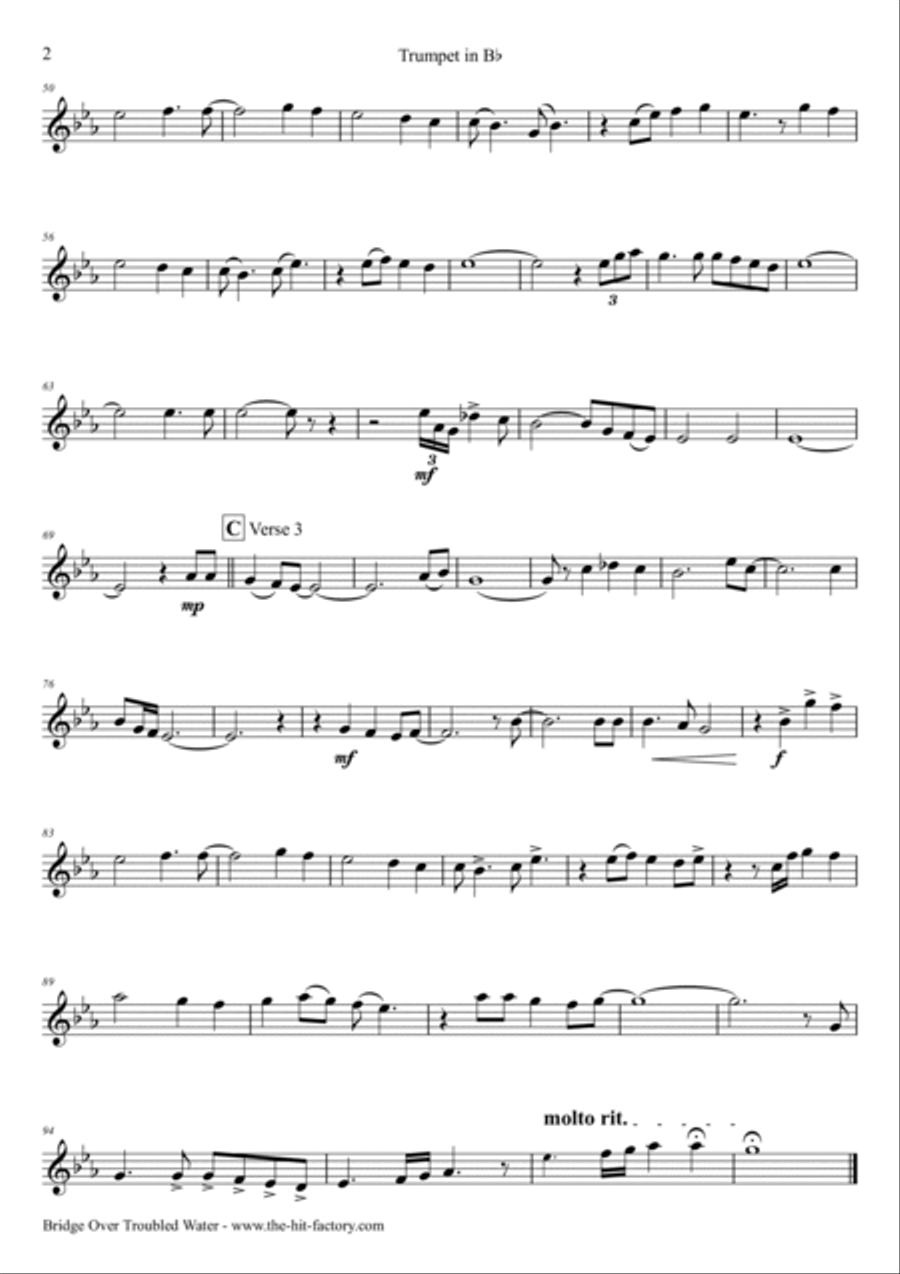 Bridge Over Troubled Water Brass Trio scores gallery preview page 5