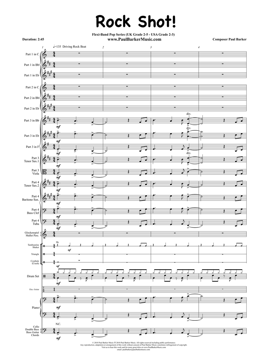 Rock Shot! (Flexible Instrumentation) Concert Band scores gallery preview page 4