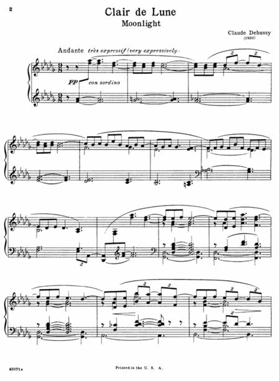 Clair de Lune Piano Solo scores gallery preview page 2