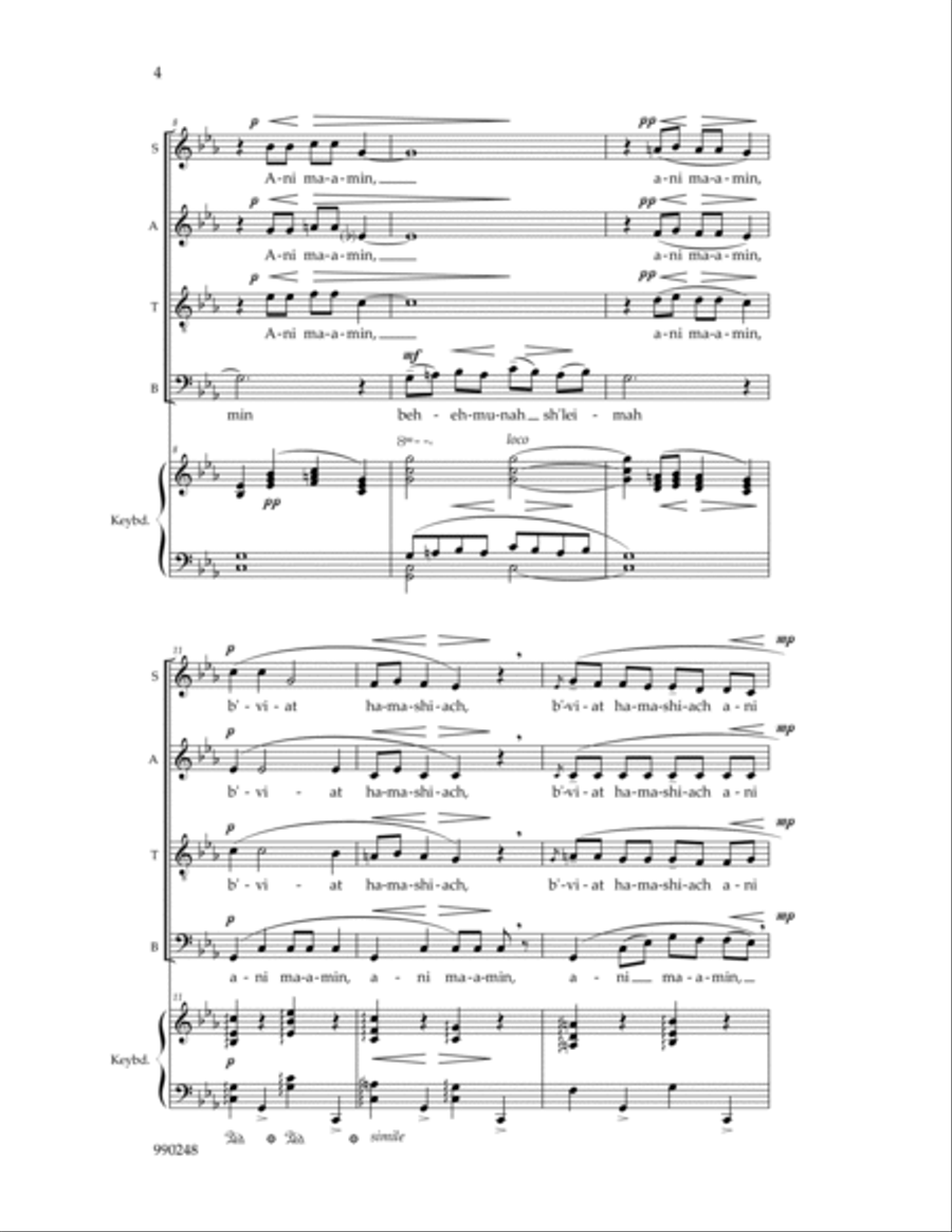 Ani Ma-amin Ani Ma-amin 4-Part scores gallery preview page 2