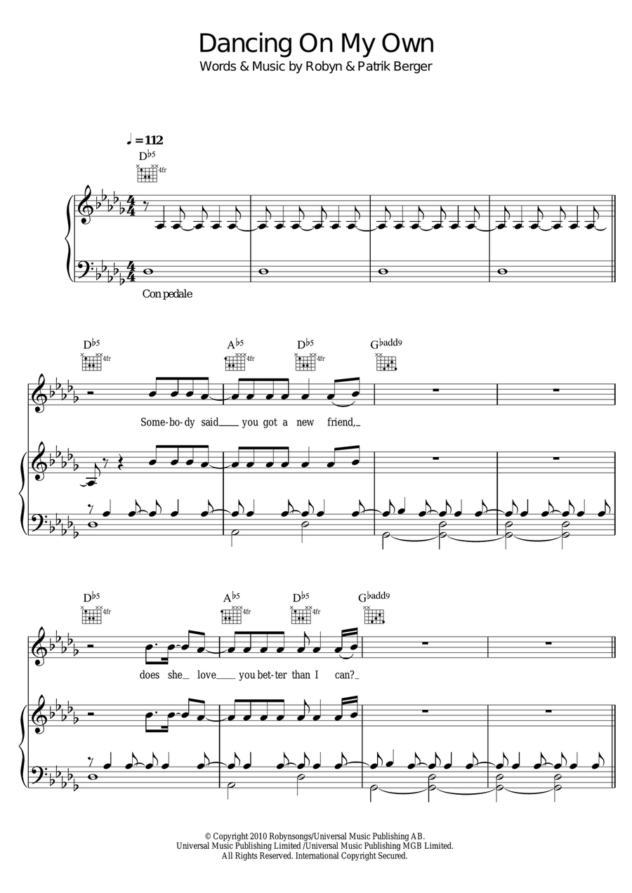 Dancing On My Own Piano, Vocal scores gallery preview page 1
