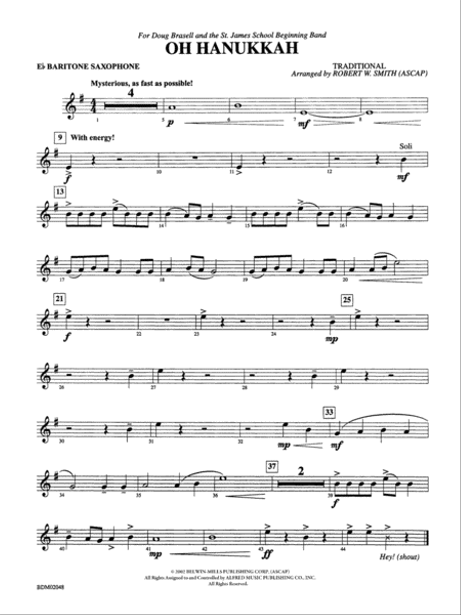 Oh Hanukkah: E-flat Baritone Saxophone Concert Band scores gallery preview page 1