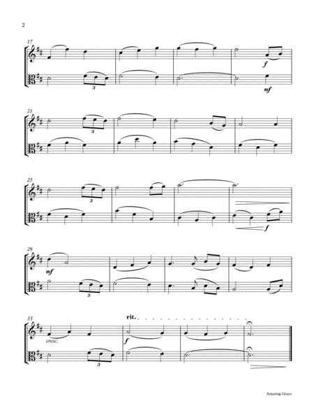 Amazing Grace Violin Viola Duet-Three Tonalities Included image number null