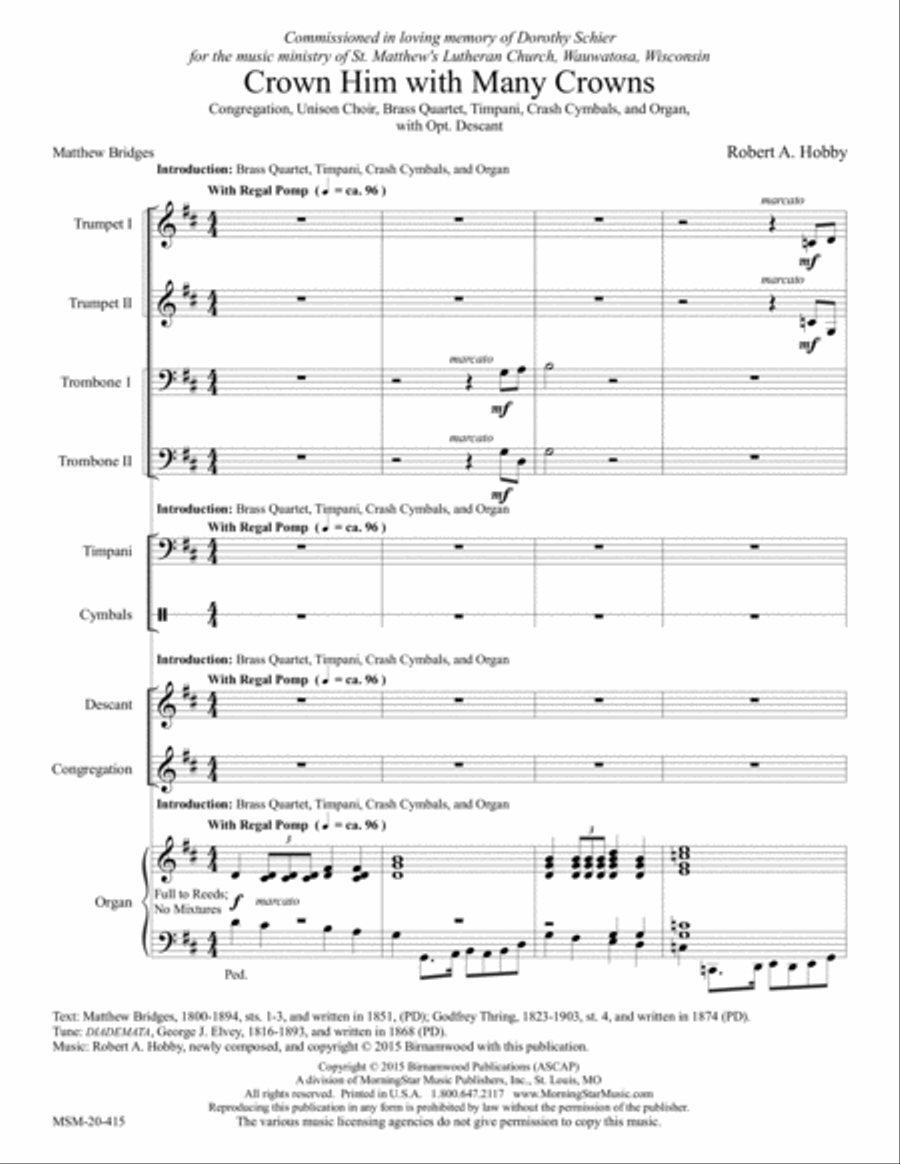 Crown Him with Many Crowns Unison Choir scores gallery preview page 2