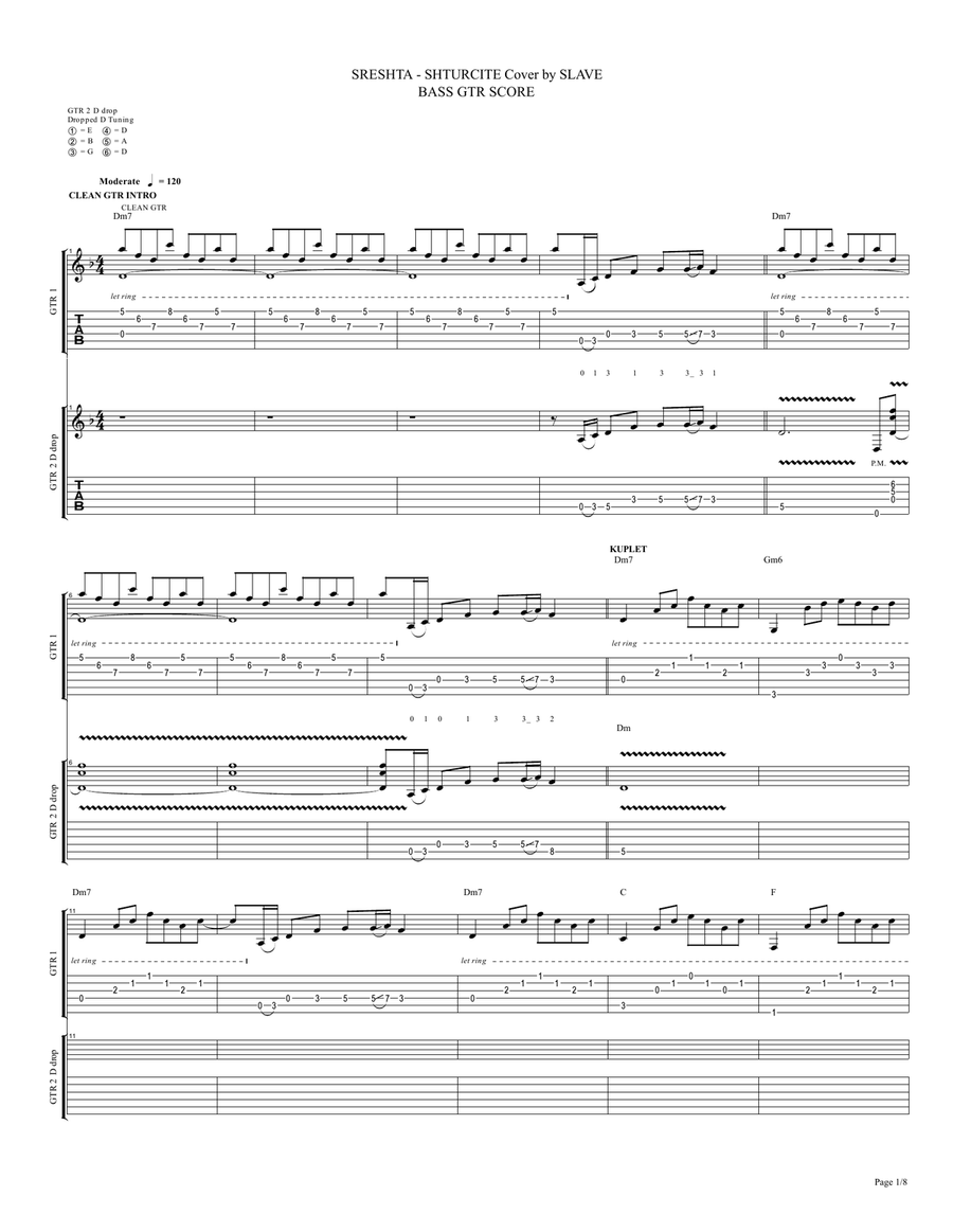 SRESHTA - SHTURCITE Cover by SLAVE FULL SCORE- Среща - Щурците Кавър партитура/таблатура: image number null