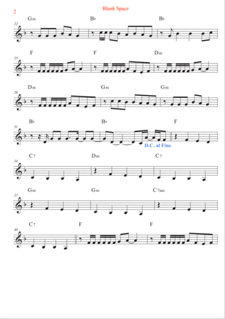 Blank Space Electric Guitar scores gallery preview page 2