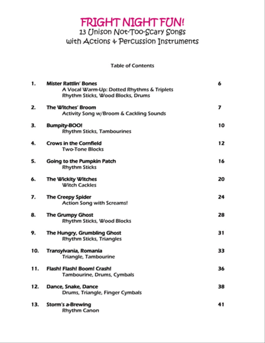Fright NIght Fun! (13 Unison Not-Too-Scary Songs) Unison Choir scores gallery preview page 5