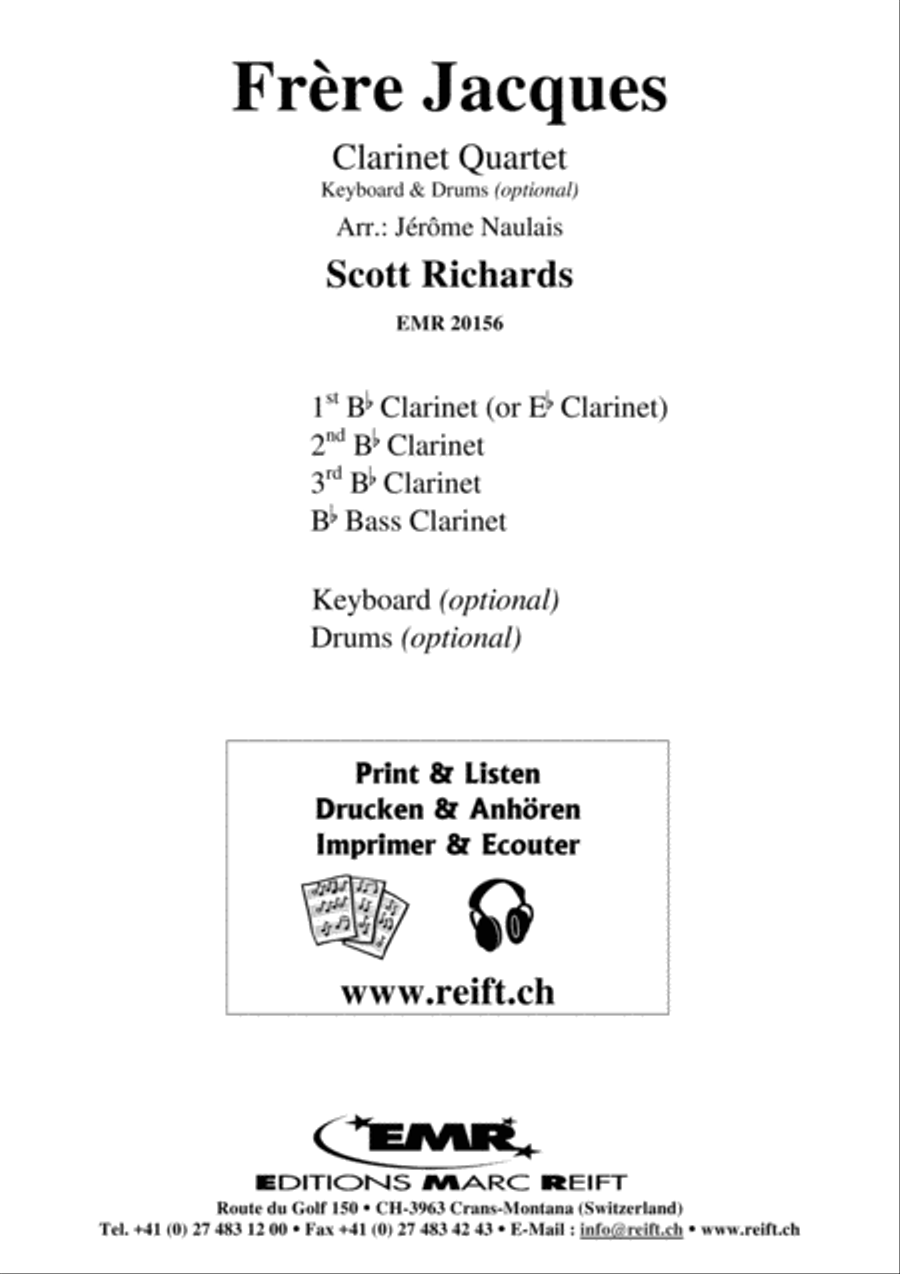 Frere Jacques Clarinet Quartet scores gallery preview page 2